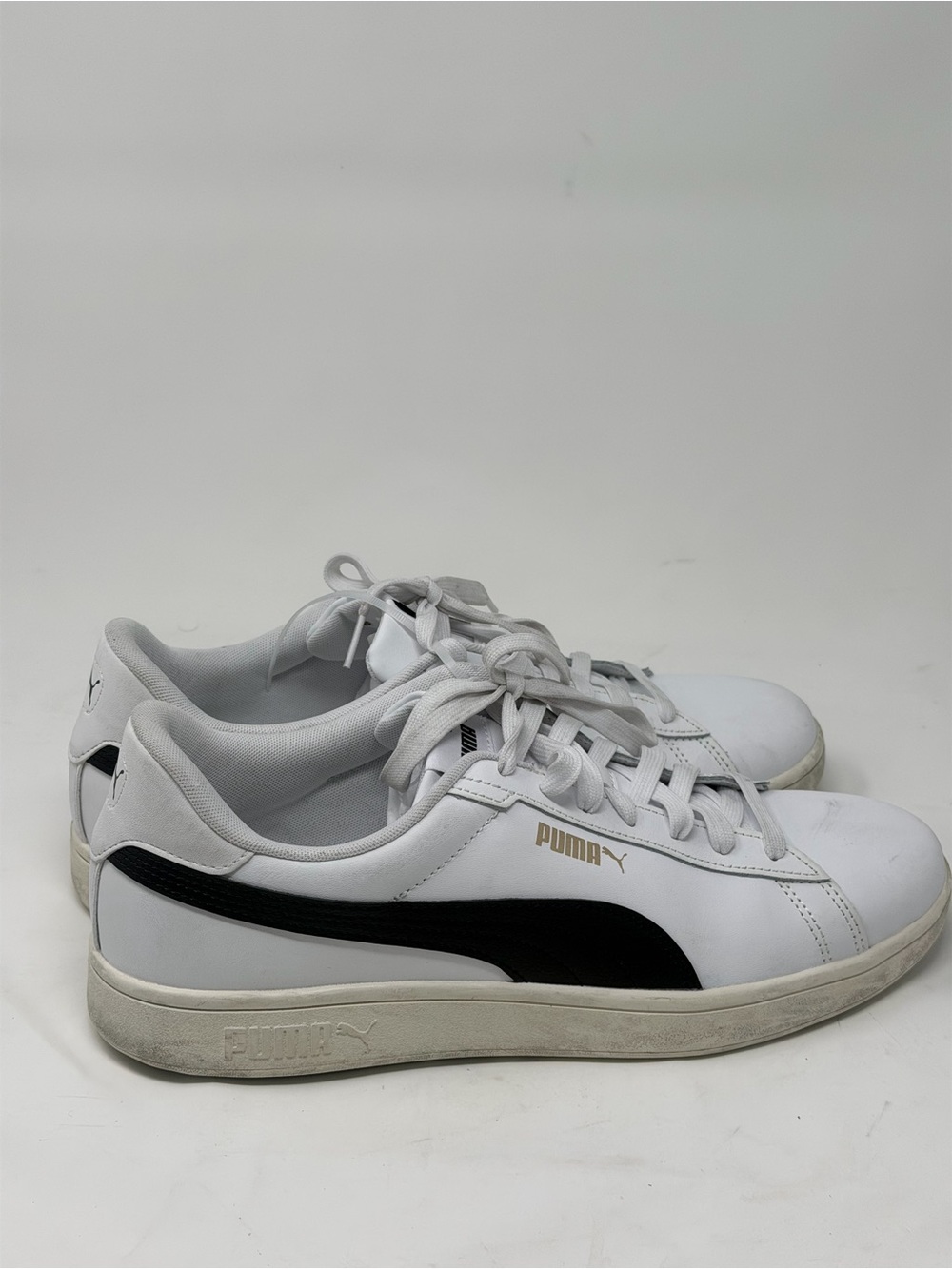 Puma White Leather Sneakers with Black Formstripe